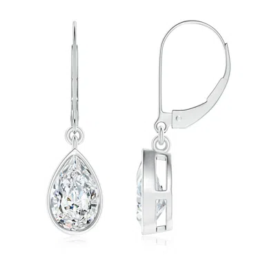Angara Lab-grown Pear-shaped Diamond Leverback Drop Earrings In Metallic