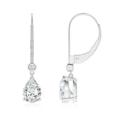 Angara Lab-grown Pear-shaped Diamond Leverback Drop Earrings With Lab Diamond Accent In Metallic