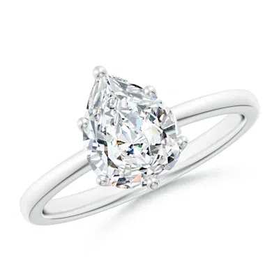 Angara Lab-grown Pear-shaped Diamond Solitaire Classic Engagement Ring In Metallic