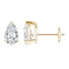 Angara Lab-grown Pear-shaped Diamond Solitaire Stud Earrings In Yellow Gold/f-g