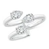 Angara Lab-grown Pear-shaped Diamond Three Stone Open Ring In White Gold/f-g