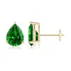 Angara Lab-grown Pear-shaped Emerald Stud Earrings In Yellow Gold/rich Green