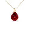 Angara Lab-grown Pear-shaped Ruby Solitaire Pendant In Yellow Gold/deep Rich Red
