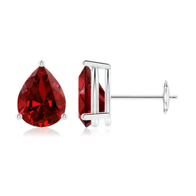 Angara Lab-grown Pear-shaped Ruby Stud Earrings In Red