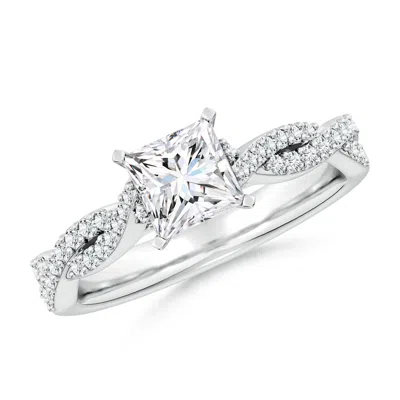 Angara Lab-grown Peg Head Princess-cut Diamond Twist Shank Engagement Ring In Metallic