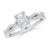 Angara Lab-grown Peg Head Radiant-cut Diamond Twist Shank Engagement Ring In White Gold/f-g
