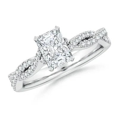 Angara Lab-grown Peg Head Radiant-cut Diamond Twist Shank Engagement Ring In Metallic