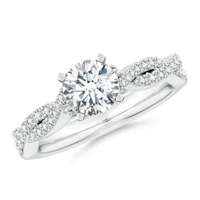 Angara Lab-grown Peg Head Round Diamond Twist Shank Engagement Ring In Metallic