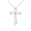 Angara Lab-grown Pointed Open Cross Pendant With Diamond Accents In Platinum/f-g