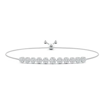 Angara Lab-grown Pressure-set Round Diamond Bolo Style Bracelet In Metallic