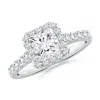 Angara Lab-grown Princess-cut Diamond Halo Engagement Ring In White Gold/f-g