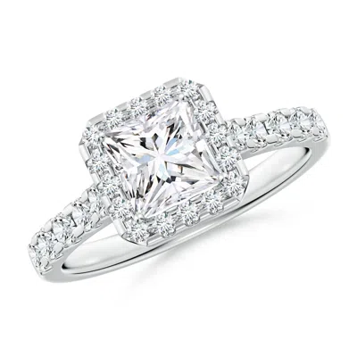 Angara Lab-grown Princess-cut Diamond Halo Engagement Ring In Metallic