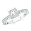 Angara Lab-grown Princess-cut Diamond Halo Stackable Ring In White Gold/f-g