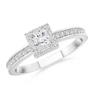 Angara Lab-grown Princess-cut Diamond Halo Stackable Ring In Metallic