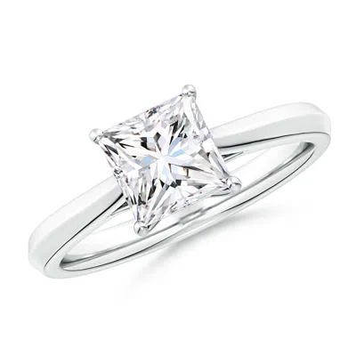 Angara Lab-grown Princess-cut Diamond Knife-edge Shank Trellis Engagement Ring In Metallic