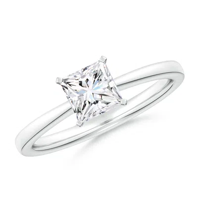 Angara Lab-grown Princess-cut Diamond Reverse Tapered Shank Solitaire Engagement Ring In Metallic