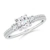 Angara Lab-grown Princess-cut Diamond Side Stone Knife-edge Shank Engagement Ring In White Gold/f-g