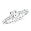 Angara Lab-grown Princess-cut Diamond Solitaire Engagement Ring With Diamond Accents In White Gold/f-g
