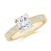 Angara Lab-grown Princess Cut Diamond Solitaire Ring With Milgrain Detailing In Yellow Gold/f-g
