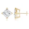 Angara Lab-grown Princess-cut Diamond Stud Earrings In Yellow Gold/f-g