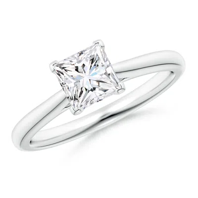 Angara Lab-grown Princess-cut Diamond Tapered Cathedral Engagement Ring In Metallic