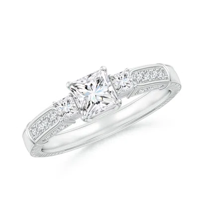 Angara Lab-grown Princess-cut Diamond Three Stone Ring In Metallic