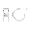 Angara Lab-grown Princess Diamond Solitaire Parallel Huggie Hoop Earrings In White Gold/f-g