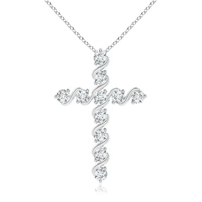 Angara Lab-grown Prong And Bar Set Diamond Cross Pendant In Metallic