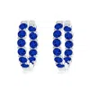 Angara Lab-grown Prong-set Blue Sapphire Inside Out Hoop Earrings In White Gold/deep Rich Blue