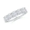Angara Lab-grown Prong-set Cushion Diamond Five Stone Wedding Ring In White Gold/f-g