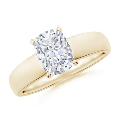 Angara Lab-grown Prong-set Cushion Rectangular Diamond Solitaire Engagement Ring In Gold