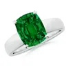 Angara Lab-grown Prong-set Cushion Rectangular Emerald Solitaire Engagement Ring In White Gold/rich Green