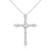 Angara Lab-grown Prong-set Diamond Budded Cross Pendant In White Gold/f-g