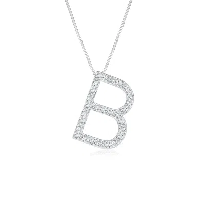 Angara Lab-grown Prong-set Diamond Capital "b" Initial Pendant In Metallic