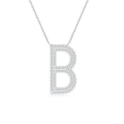Angara Lab-grown Prong-set Diamond Capital "b" Knife-edge Initial Pendant In Metallic