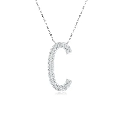 Angara Lab-grown Prong-set Diamond Capital "c" Knife-edge Initial Pendant In Metallic