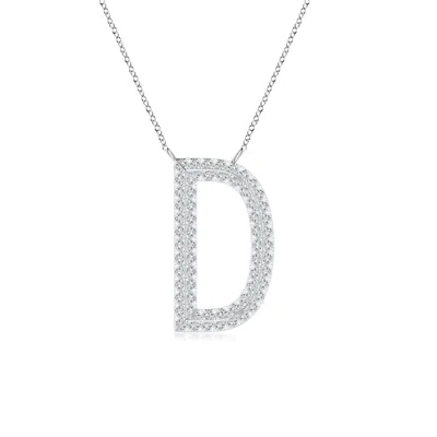 Angara Lab-grown Prong-set Diamond Capital "d" Knife-edge Initial Pendant In Metallic