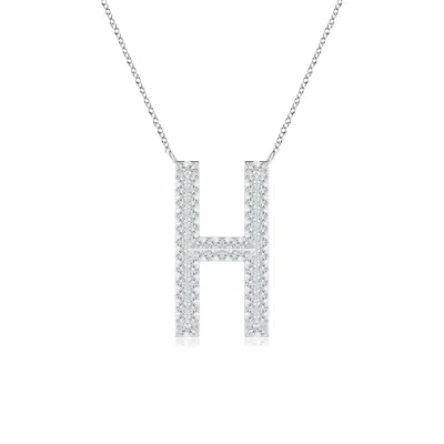 Angara Lab-grown Prong-set Diamond Capital "h" Knife-edge Initial Pendant In Metallic