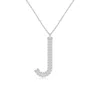 Angara Lab-grown Prong-set Diamond Capital "j" Knife-edge Initial Pendant In Platinum/f-g