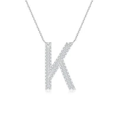 Angara Lab-grown Prong-set Diamond Capital "k" Knife-edge Initial Pendant In Metallic