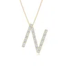 Angara Lab-grown Prong-set Diamond Capital "n" Initial Pendant In Yellow Gold/f-g