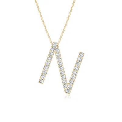 Angara Lab-grown Prong-set Diamond Capital "n" Initial Pendant In Gold