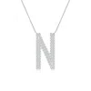 Angara Lab-grown Prong-set Diamond Capital "n" Knife-edge Initial Pendant In White Gold/f-g