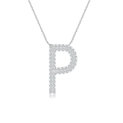 Angara Lab-grown Prong-set Diamond Capital "p" Knife-edge Initial Pendant In Metallic