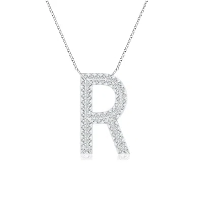 Angara Lab-grown Prong-set Diamond Capital "r" Knife-edge Initial Pendant In Metallic