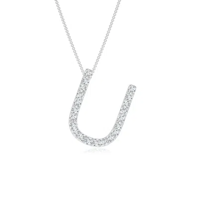 Angara Lab-grown Prong-set Diamond Capital "u" Initial Pendant In Metallic
