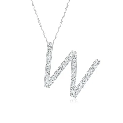 Angara Lab-grown Prong-set Diamond Capital "w" Initial Pendant In Metallic