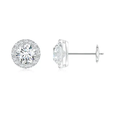 Angara Lab-grown Prong-set Diamond Halo Stud Earrings In Metallic