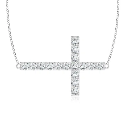 Angara Lab-grown Prong-set Diamond Horizontal Cross Pendant In Metallic