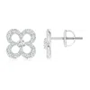 Angara Lab-grown Prong-set Diamond Open Petal Floral Stud Earrings In White Gold/f-g